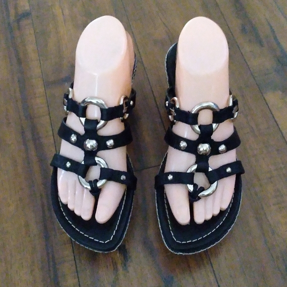 Stuart Weitzman - Black & Silver Grommet Platforms - Picture 2 of 5